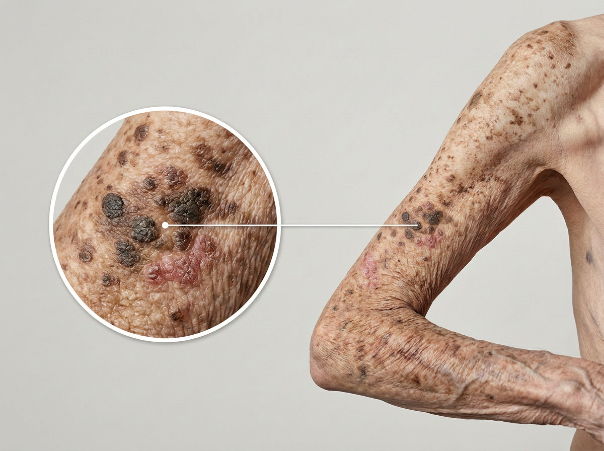 Healthy vs sun-damaged skin structure