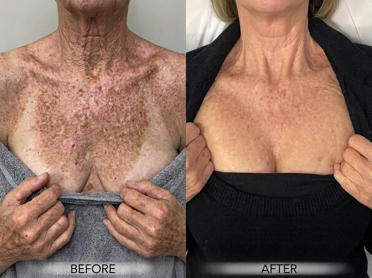 Sun damaged skin before and after